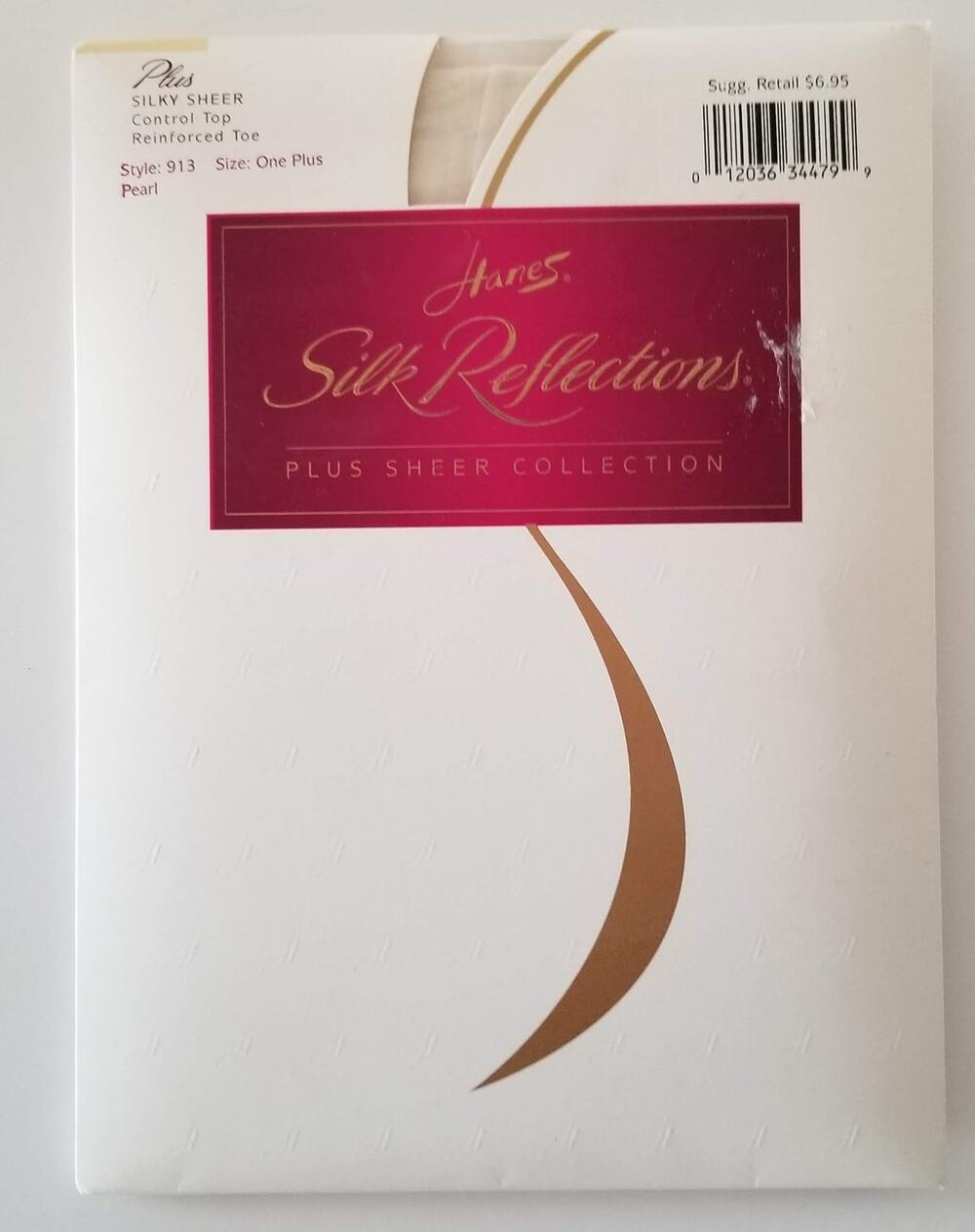 NWT Hanes Silk Reflection Silky Sheer Control Top Reinforced Toe Pearl One Plus